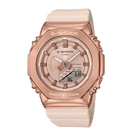 Casio GMS2100PG-4A | Women’s G-Shock Watch | Pink Gold Ion Plated | Shock Resistant | 200M WR | Super Illuminator LED | Compact Design