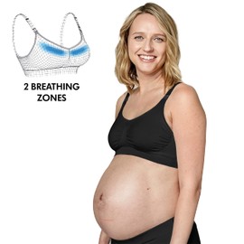 Medela Keep Cool Maternity Nursing Bra 2 Breath Zones Soft Fabric, black