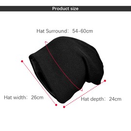 TTPSRY Knit Beanie Hat for Women Men Slouchy Winter Warm Hat Thermal Lining ski Cap Stretchy Soft Beanie Hat Unisex Fashion Headwear (Black)
