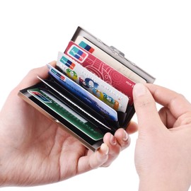 BONSYL® Slim Metall Kreditkarteninhaber Brieftasche für Damen und Herren,mit RFID und NFC Schutz gegen Datendiebstahl Kartenhalter für 6 Karten. (6 Slots-Rosé Gold)