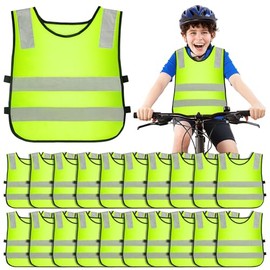 Children's High Visibility Vests Set, Children's Reflective Safety Vests High Visibility for Children Cycling, Walking, Running, Skiing, Pack of 20