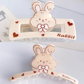 2pc Easter Rabbit Hair Claw Clip for Women Girls, Big Acrylic Bunny Banana Barrettes,Her Spring Hair Decor Accessories for Easter Holiday Celebrations