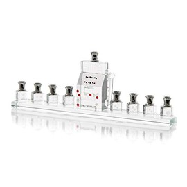 Copa Judaica Slot Machine Crystal Menorah for Chanukah – for Standard Hanukkah Candles – Fun Novelty Casino Dice and Gambling Design – 3.5" Tall x 10" Wide