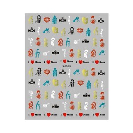 Nail Sticker Flower Rose Mom Love Family Party Nail Decal Wg583 Nail Wraps Art Stickers Manicure Supplies for Women for Home Nails Full Long Lasting Easy Apply and Remove