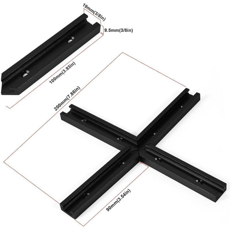 Iverntech 16 Pieces Black T Rail Intersection Set with Wood