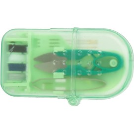 Exquisita Y Portátil Caja de Herramientas de Costura de Plástico de Color Mini Macarrón, Kit de Costura que Incluye Aguja de Tijera, Clip de Rosca, Caja de Almacenamiento Y Enhebrado, Caja(verde)