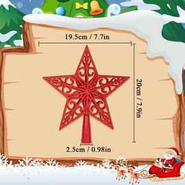 Christmas Tree Topper Star Vintage Lightweight Classic Plastic Hollowed Christmas Decoration Star, Ideal Christmas Tree Topper Decoration Ornament Red
