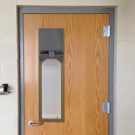 NICETOWN Blackout Grey Door Curtains for Door Window, Small Mini Curtains Blinds Light Out for Kitchen/Bathroom/Rv, Thermal Insulated Front Door Shades Tie Up for Window Coverings, 10"W x 30"L, 1 PC