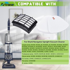 Filters for Shark Navigator Lift Away Deluxe Upright Vacuum Replacement UV540 UV440 NV360 NV350 NV351 NV352 NV355 NV356 NV357 NV370 NV391 UV490 UV500 UV541 ZU503AMZ, Compare to Part XFF350, XHF350