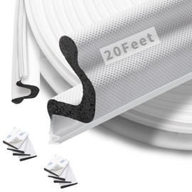 SILIENTWERK 20 Feet Kerf Door Weather Stripping Door Seal with 8 PCS Door Corner Seals, Long Reach V-Shaped Door Seal Strip for Door Frame Door Insulation Strip Door Soundproofing for Large Gap(White)