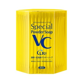Cure VC Special Powder Soap, 0.02 oz (0.6 g) x 35 Packets, Enzyme Facial Cleansing Powder, Vitamin C Formula, Pores, Blackhead, Square Plug, Dullness, Skin Care, Moisturizing, Sensitive Skin OK