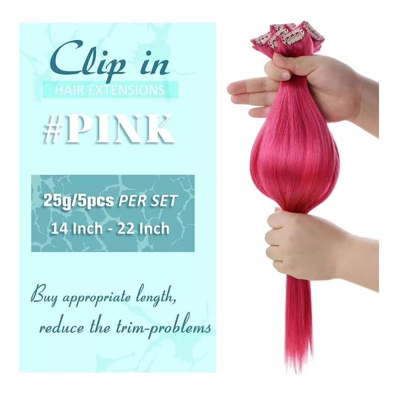Runature Extensiones Cabello Humano 25gr 16in 5pz Rosa Caliente