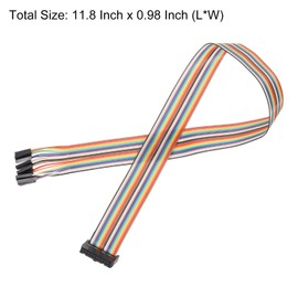 MECCANIXITY 4 Pcs IDC Rainbow Wire Flat Ribbon Cable FC-Female to 20P 11.8 Inch Length 2.54mm Pitch Breadboard Jumper Wires for Electronic Projects