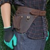 TOURBON Leather Garden Tool Bag Adjustable Waist Work Belt Pouch