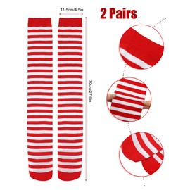 Eurzom Christmas Striped Socks Red and White Striped Socks Women Long Striped Candy Cane Knee High Socks Leg Stockings for Women
