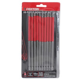 Dekton 10pc Non-slip Bit Set 150mm-Precision made for accuracy|150mm long Pozi PZ2| Ultra strong carbon steel|10 high quality precision made bits to help reduce slipping and scratching