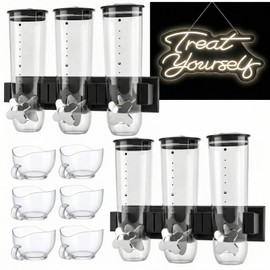 Lounsweer 6 Pcs Wall Candy Dispenser with 1pcs Treat Yourself Neon Signs 9 L Machine Grain Dispenser Neon Snack Sign Wall Mount for Home Kitchen Food Store Birthday Gift Party Decor