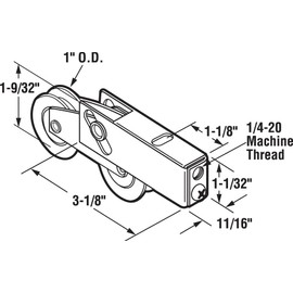 Prime-Line Products D 1979 Sliding Door Tandem Roller Assembly with 1-Inch Steel Ball Bearing