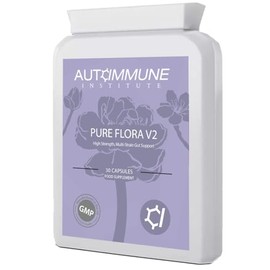 Pure Flora V2 – High Strength Daily Probiotic Supplement – 20 Billion CFU – 8 Clinically Researched Strains – Vegan & Gut-Friendly – Made in The UK – 60 Capsules