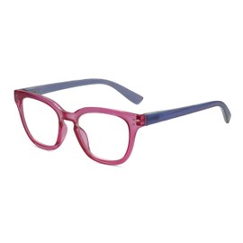Calabria R860 Cat Eye Reading Glasses +1.50 Pink Crystal Blue Holographic Men Women Trendy Readers w/Semi Hard Zipper Case