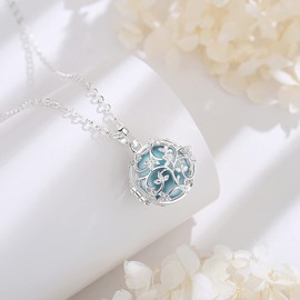 EUDORA Harmony Bola Tree of Life Angel Caller Pregnancy Women Necklace Guardian Angel Wishing Chime Mexico Ball Pendant for Future Mama Jewellry Gift for Women Mother Wife Sisters, 45inch + 30inch