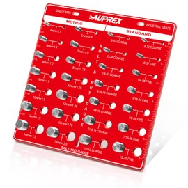 AUPREX Thread Checker,28 Bolt and Nut Identifier Gauges,14 Metric & 14 Standard Sizes Nut and Bolt Thread Gauge with Solid Aluminum Board-Red