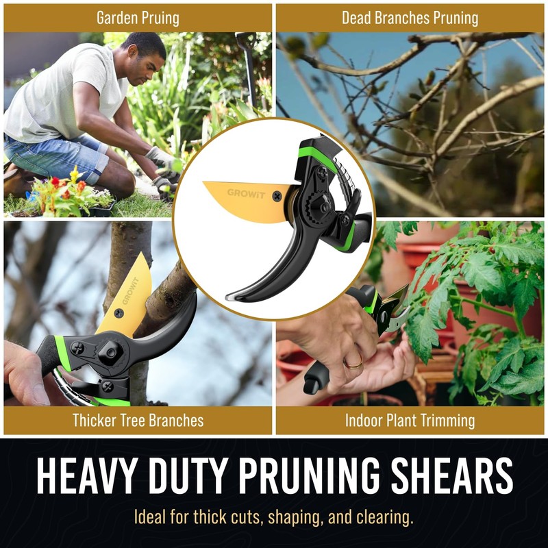 8.5" Professional Bypass Pruning Shears & Gardening Scissors Set -