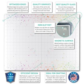 Glass Craft Mat | Magnetic | Heat, Scratch, & Stain Resistant | Perfect for Mixed Media Artwork (Color Burst, 18 x 24in)