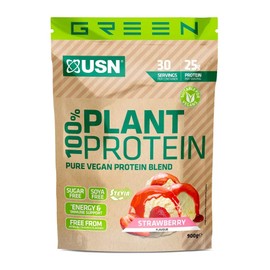 USN 100% Plant Protein Strawberry, Vegan Protein Powder (900g) A Sugar Free, Plant Based Protein Blend With No Soy and No Artificial Flavours