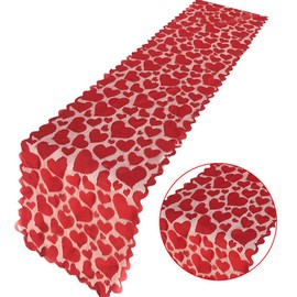 Valentine's Day Decorations, Valentine's Day Table Runner Red Heart Table Runner Decorations for Valentine's Day Mother's Day Wedding Decorations, 14 X 72 Inch