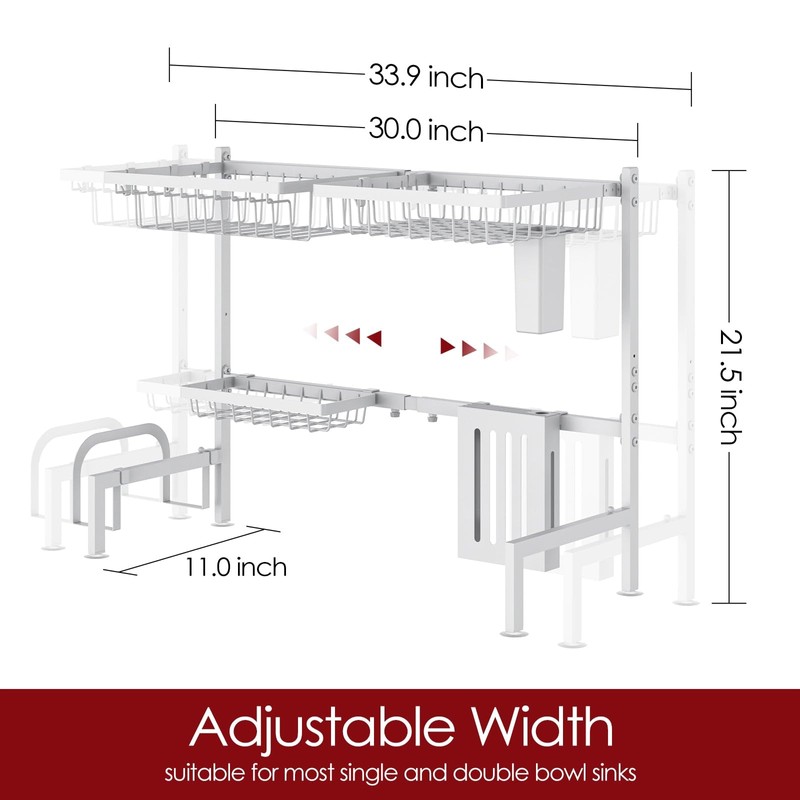 Sakugi Over The Sink Dish Drying Rack - Adjustable 2