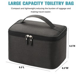 Portable Storage Makeup Bag Large Cosmetic Bags Travel Make-up Organizer Case for Women and Girls with Handle Zipper Toiletry Bag,Black