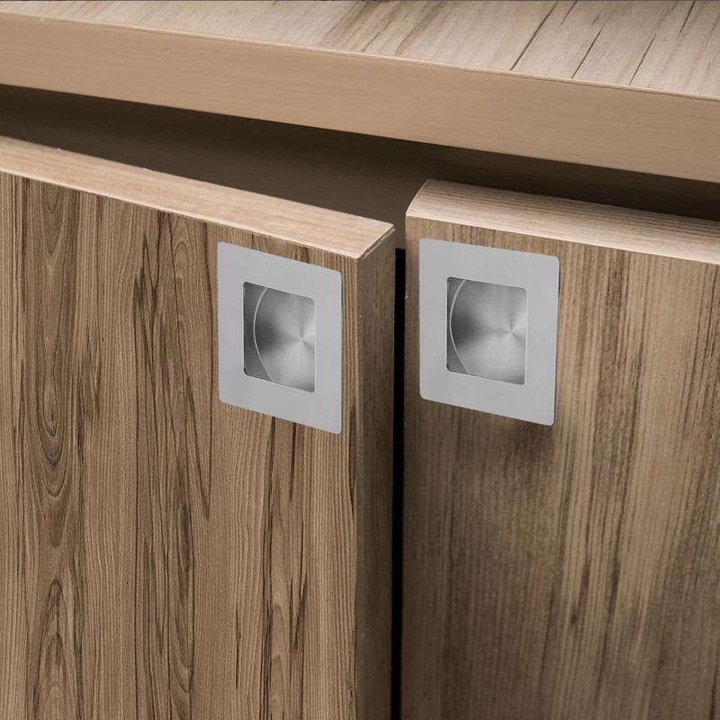 4 Pack Flush Pull Handle for Door, Square Stainless Steel