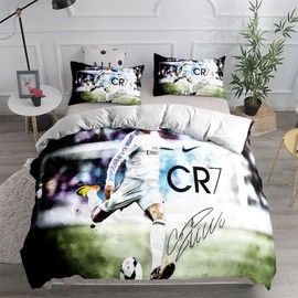 Umbrean Football Star Children's Duvet Cover 135 x 200 cm, 1 Piece, Football Pillowcase 80 x 80 cm, 1 Piece