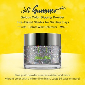 SNS Healthy Natural Nails SNS Nail Dip Powder, Gelous Color Dipping Powder - Whistleblower (Metallics/Silver, Glitter), SC18 - Long-Lasting Dip Nail Color Lasts 14 Days - Low-Odor & No UV Lamp Required - 1oz