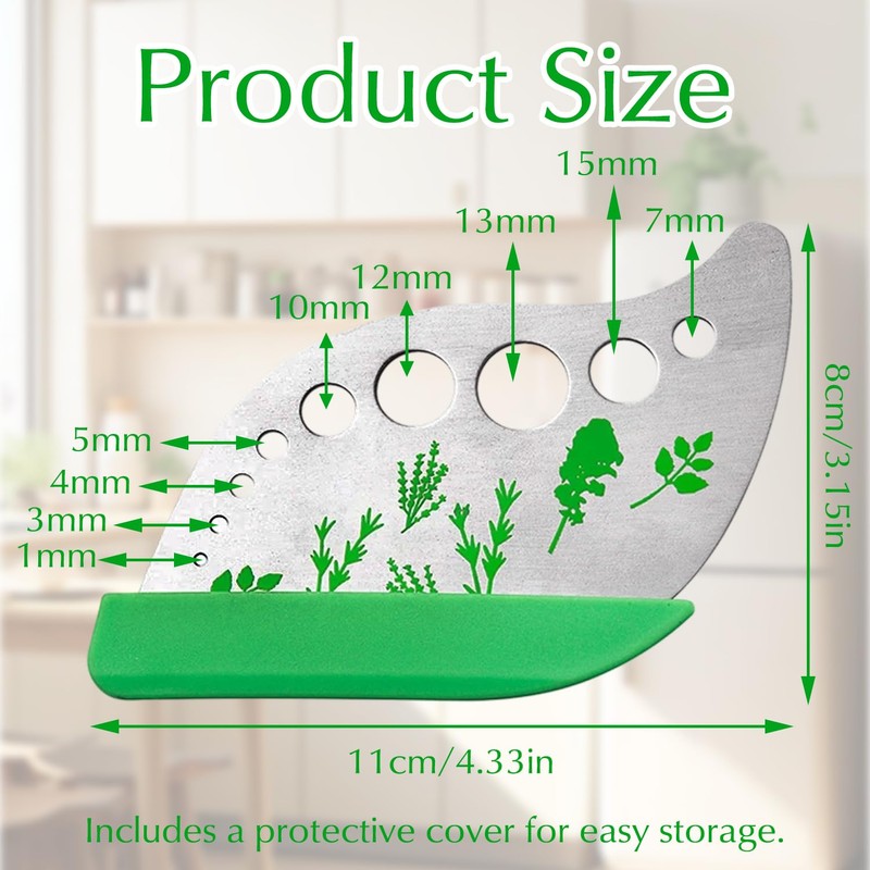 Herb Stripper Tool, Stainless Steel 11-Hole Leaf Stripping Kitchen Tool
