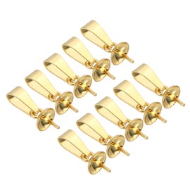 PATIKIL 14x5mm Eye Pin Peg Bail, 10Pcs Stainless Steel Cup Peg Bail Pin Pearl Pendant Connector for Jewelry Making Earring Necklace Bracelet DIY Crafts, Gold