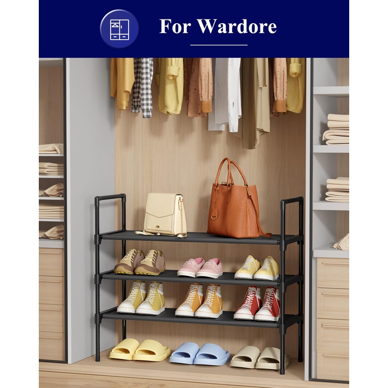 Kitsure Shoe Rack - 3-Tier Shoe Organizer, Shoe Rack for