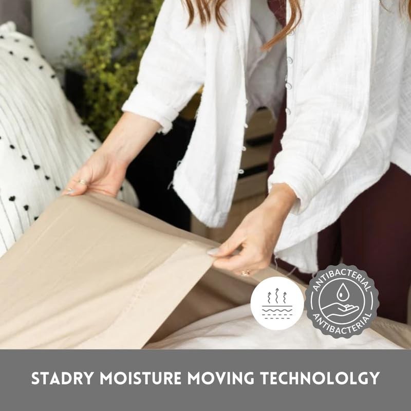 DreamFit DreamComfort Microfiber StaDry Technology Cooling Bed Sheets with Elastic