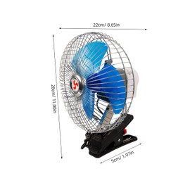 TOYANDONA 12v Car Oscillating Clip-on Fan: 8 Inch Portable Dashboard Cooling Fan for Cars, Trucks & Boats, Powerful Airflow, Adjustable Angle, Safe Metal Guard (blue)