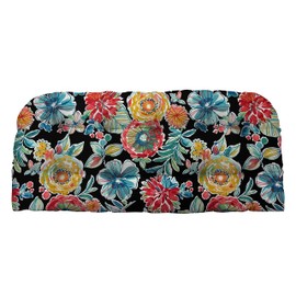 RSH DECOR: Tufted Wicker Loveseat Cushion | 44” x 22" | Water and Fade-Resistant Spun Fabric | Outdoor Settee Cushion for Patio Furniture | Colsen Noir