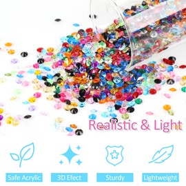Diamond Decoration, Pack of 2000 Colourful Acrylic Crystal Stones with Organza Bag, Brilliant Confetti for Wedding Table Party (6 mm, Approx. 24 Colours)