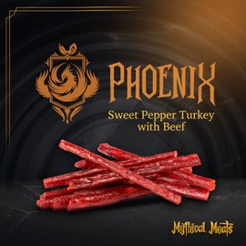 Mythical Meats Original Flavor (Phoenix) 12-Pack Snack Sticks – Sweet Pepper Turkey with Beef – Dried & Dehydrated Meats Seasoned to Perfection – High Protein Snacks