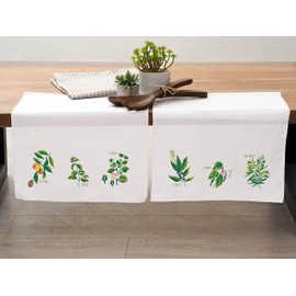 Leisure Arts Tea Towel 17"x28" Herb 2pc, Towel Set, Embroidery kit, Bathroom Hand Towels, Kitchen Towel, Cross Stitch Kits, Stamped Cross Stitch Kits