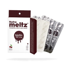 Nutra meltz Biotin 500 mcg I Supports Healthy Hair, Nail & Skin I 60 Melting Tablets - 1 Pack I Cherry Flavor