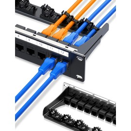 Enmane 1U 12 Port Patch PanelRJ45 Patch Panel Cat6A Keystone Patch Panel Unshielded Network Patch Panel with Smart Cable(No Cable Tie Required) Management for 10inch Rackmount