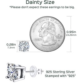 YosikCase Moissanite Stud Earrings for Women Men,White, 18K White Gold Plated, Created Moissanite