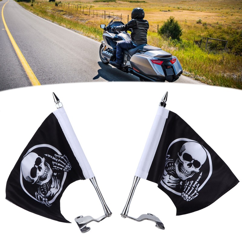 Trunk Lid Flagpole Mount Kit with Skull Flag L R