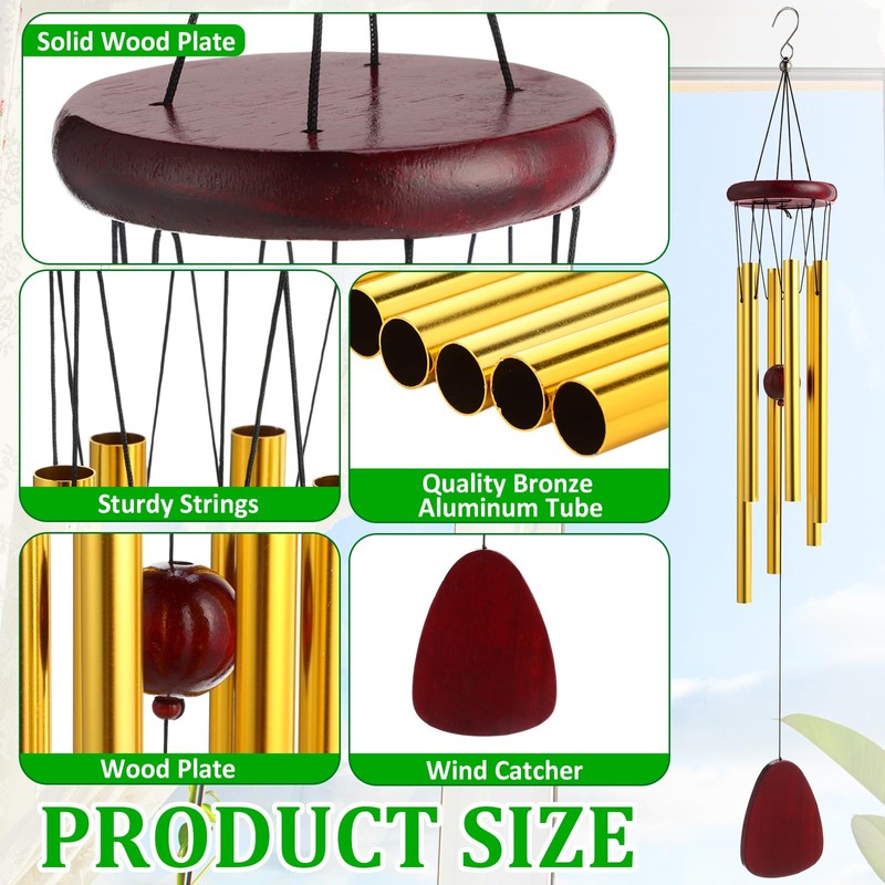 CroBlissful 6 Pcs 28 Inch Rustic Wind Chimes for Outside