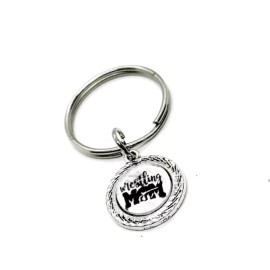 JKCE Designs Wrestling Mom Charm Key Chain, Team Mom Gifts, Senior Mom Gift, Wife Gift, Mom